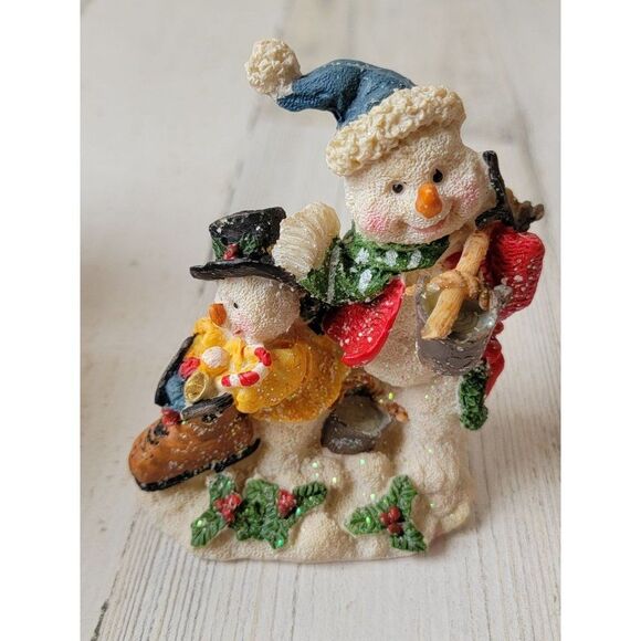 Glitter snowman father son gift haul mistletoe Xmas figure decor - Picture 5 of 7